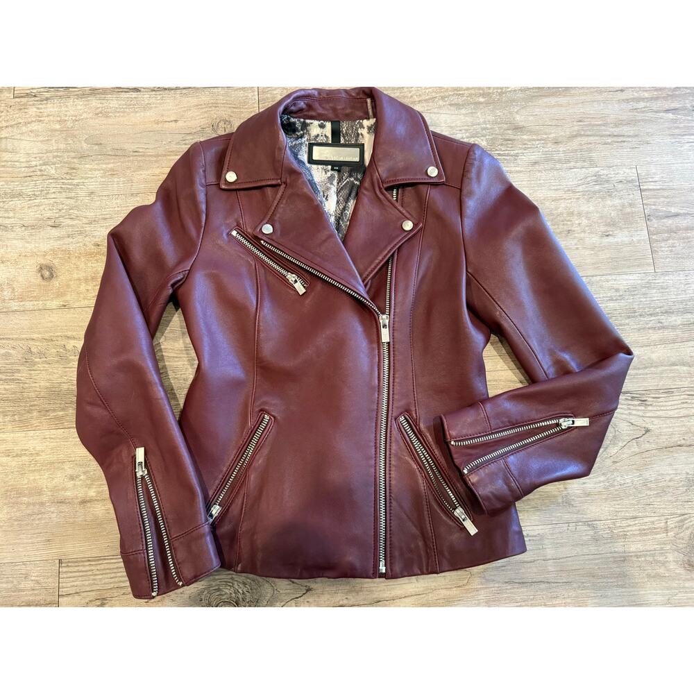 Wilson’s Leather Dark Red Burgundy Moto Jacket – Size XS – Excellent Condition